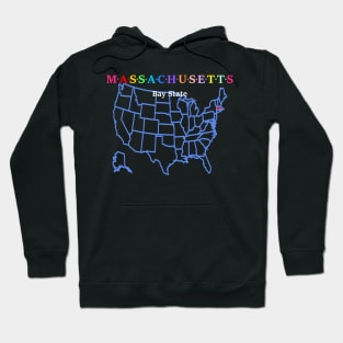 Massachusetts, USA. Bay State. With Map. Hoodie